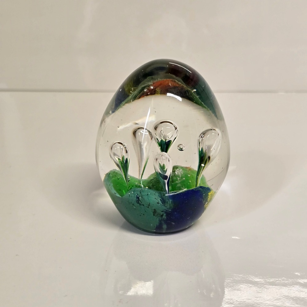 Glass Egg Shaped Deep Sea‎ Bubble Paperweight Decor